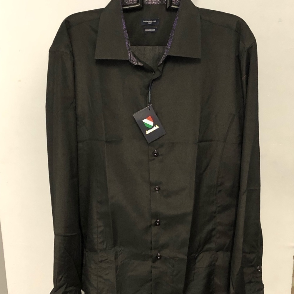 Rossi Milano button down shirt black modern fit